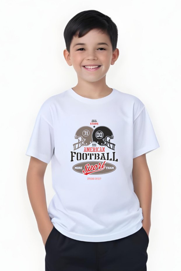 American Football Printed Boys' Short Sleeve T-Shirt