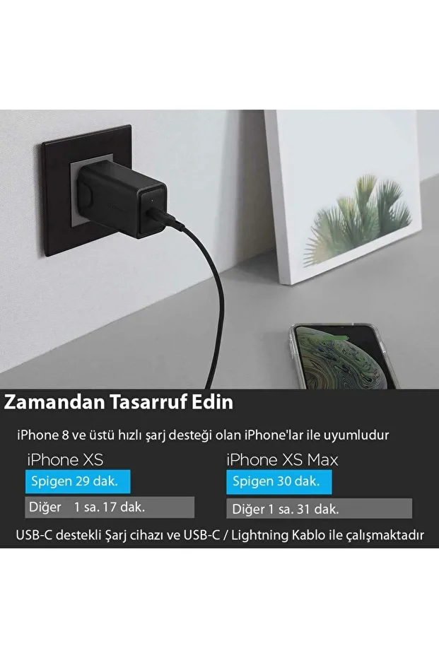 27W USB-C Hızlı Şarj Aleti Güç Adaptörü iPhone & Android & iPad Type-C - 000CA26477 - 4