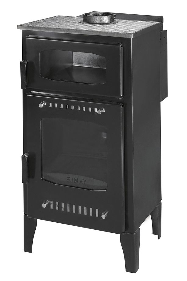 Geniş Camlı Odun ve Pelet Şömine Sobası - 8 kW, Fırınlı, Ayarlanabilir Isı Teknolojisi, Eko Model - 1