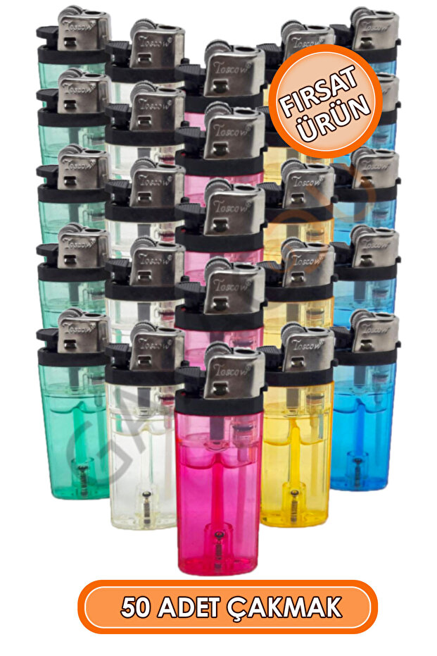 50 Adet Doldurulabilir Taşlı Çakmak, 1 Paket 50 Adet Toptan Çakmak - 1