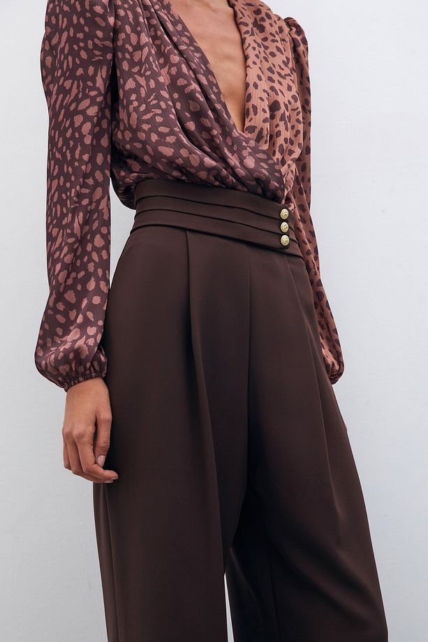 Bel Detaylı Pantolon - Kahve - 7