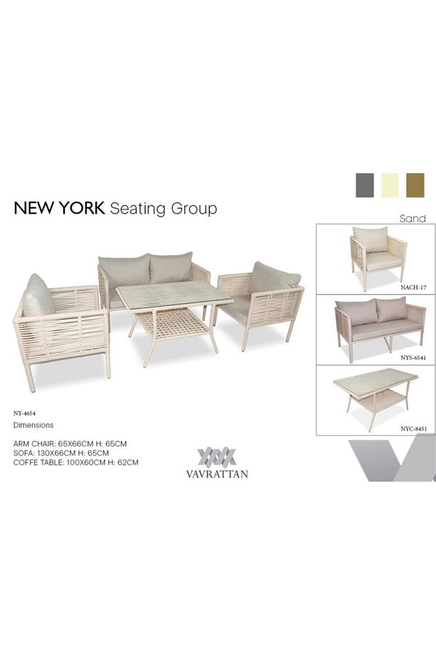New York Rattan Bahçe Takımı 2 1 1 Sehpa-kum - 1