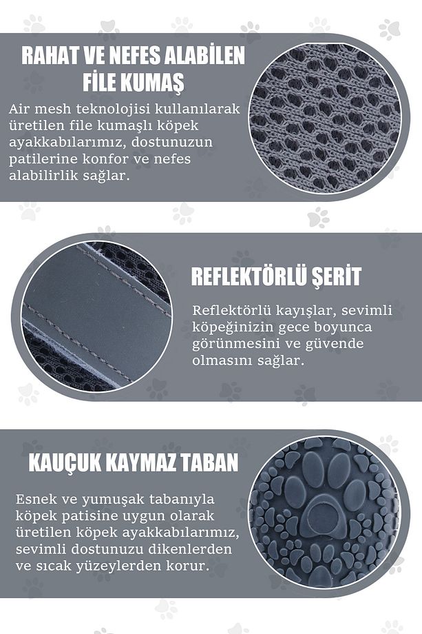 Köpek Ayakkabısı - Reflektörlü, Fermuarlı Köpek Ayakkabısı - Kaydırmaz Kauçuk Taban Köpek Ayakkabısı - 8