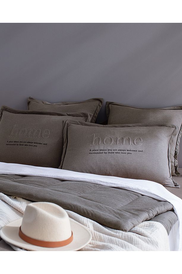Bobigny Çift Kişilik Pamuklu SuperSoft Comforter Set - Antrasit - 4