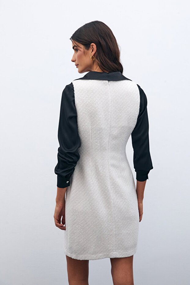 Mini Tüvit Elbise - Taş - 8