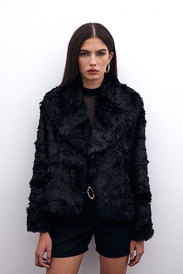 سترة قطيفة سوداء - طية صدر السترة - 5