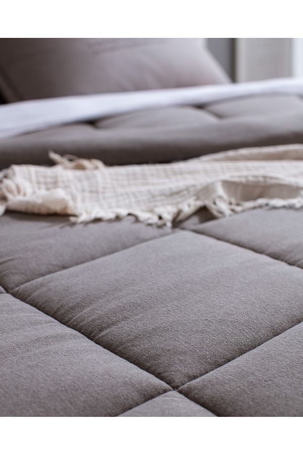 Bobigny Çift Kişilik Pamuklu SuperSoft Comforter Set - Antrasit - 6