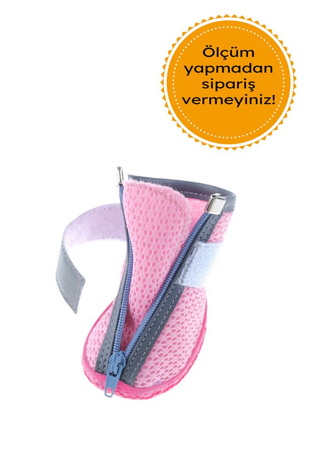 Köpek Ayakkabısı - Reflektörlü Pembe Köpek Ayakkabısı - Kaydırmaz Kauçuk Taban Köpek Ayakkabısı - 4