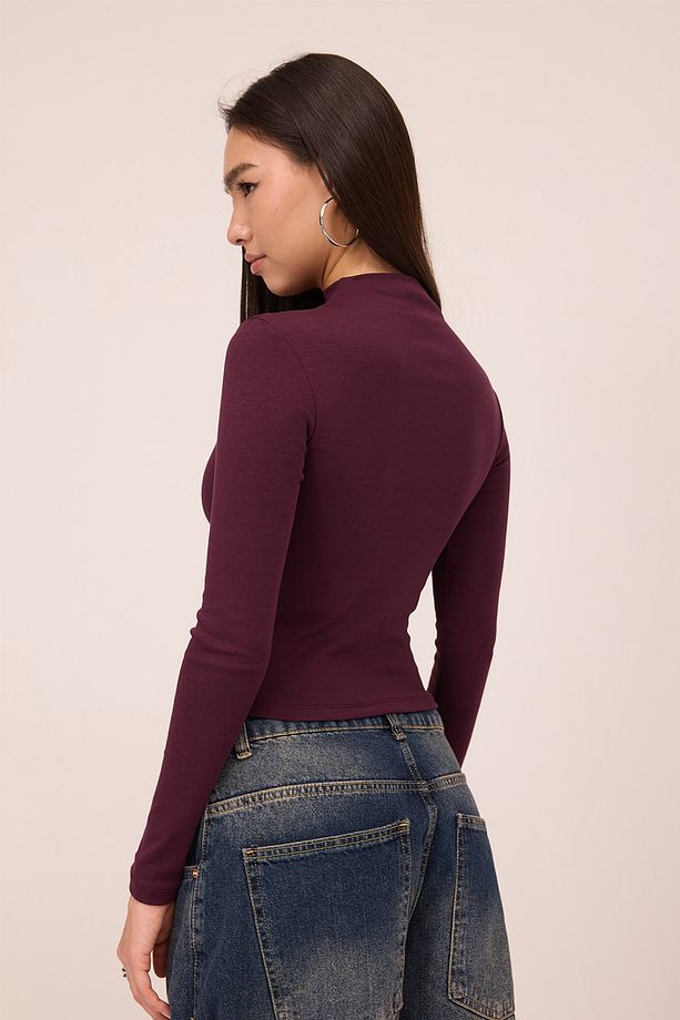 Dik Yaka Uzun Kollu Basic Bluz B1710-M13 - 5