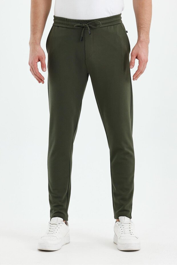 Men's Slim Fit Jogger Pants Khaki Double Leg