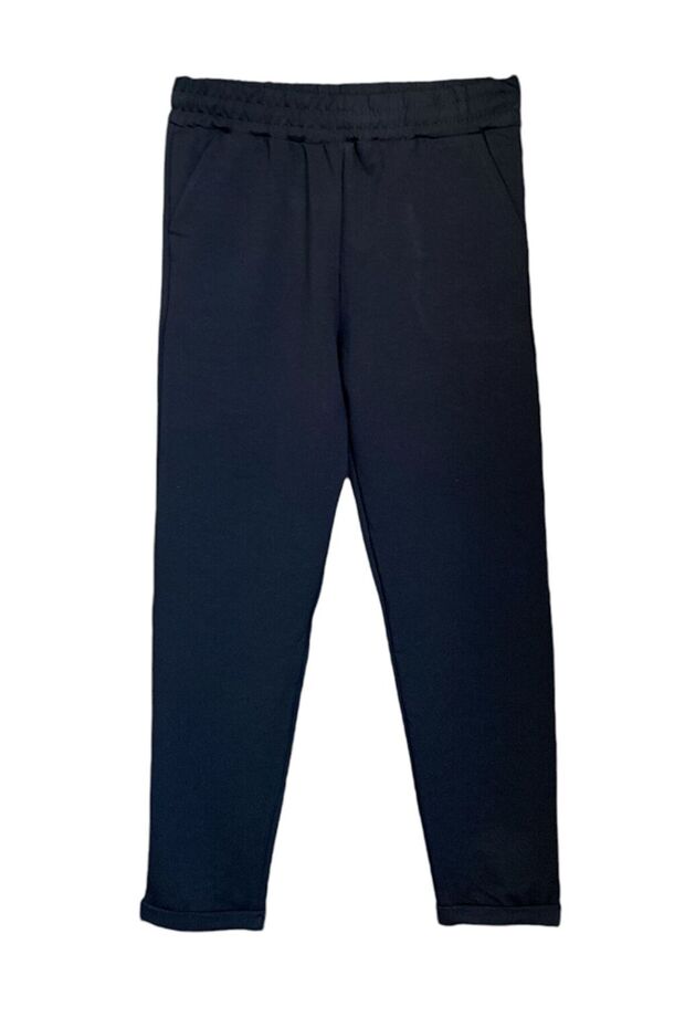Women's Black High Quality Pocket Elastic Stretchy Double Leg Sweatpants