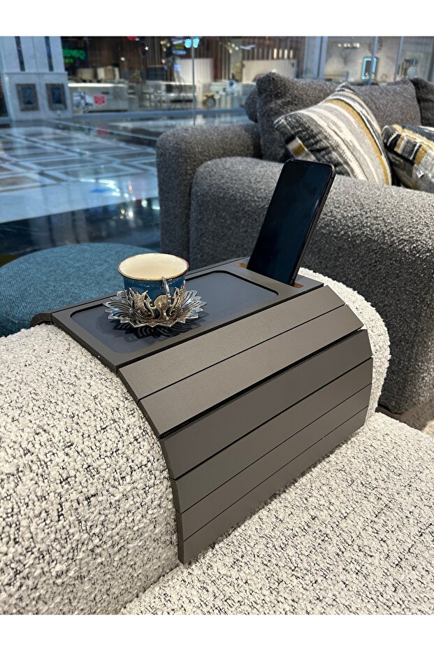 Armrest Tray Mdf 8 mm | Non-Slip Medium Area | Cup Holder and Phone Stand | 50X27.8 Seat Top