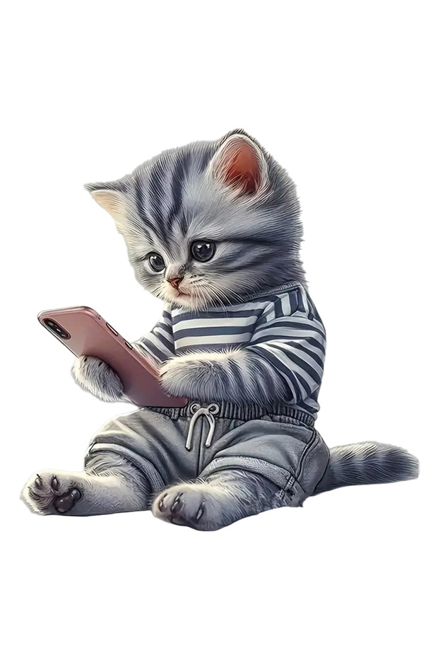 Telefoncu Gray Cat Car, Motorcycle, Helmet, Laptop, Glass Sticker 13X10 cm