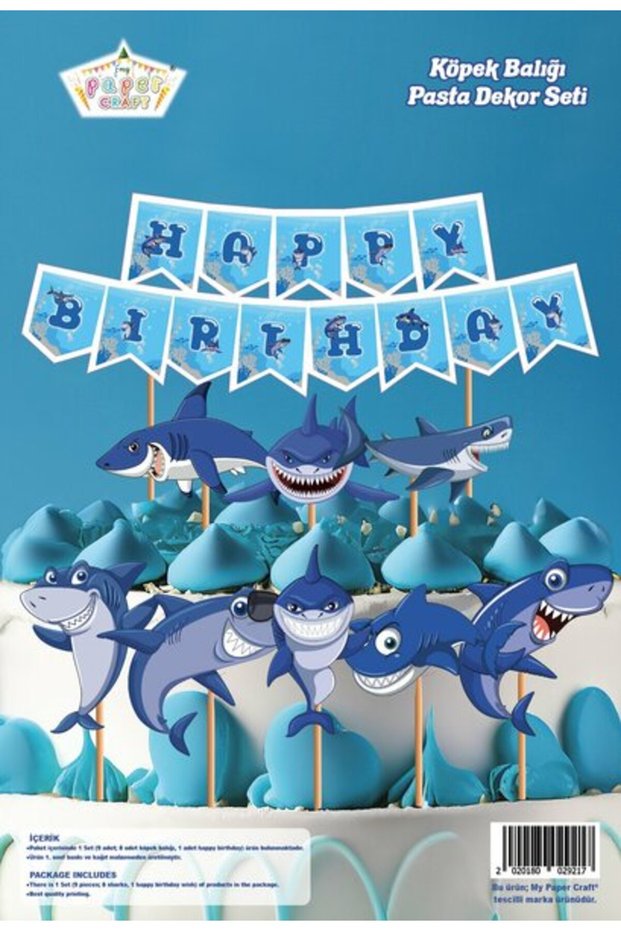 Shark Themed Special Cut Cake Ornament 9 Pieces