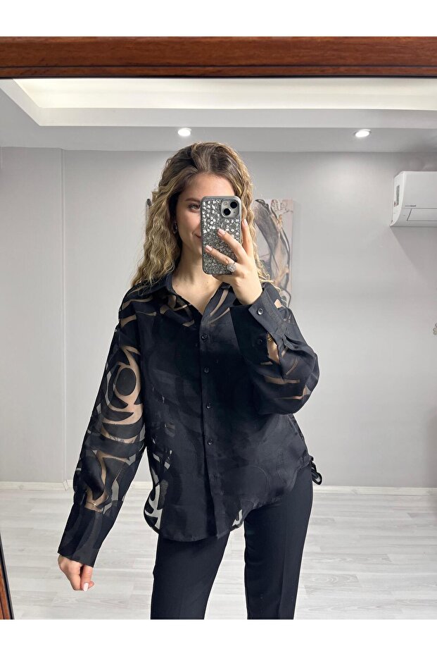 Gül Desenli Gömlek - 3