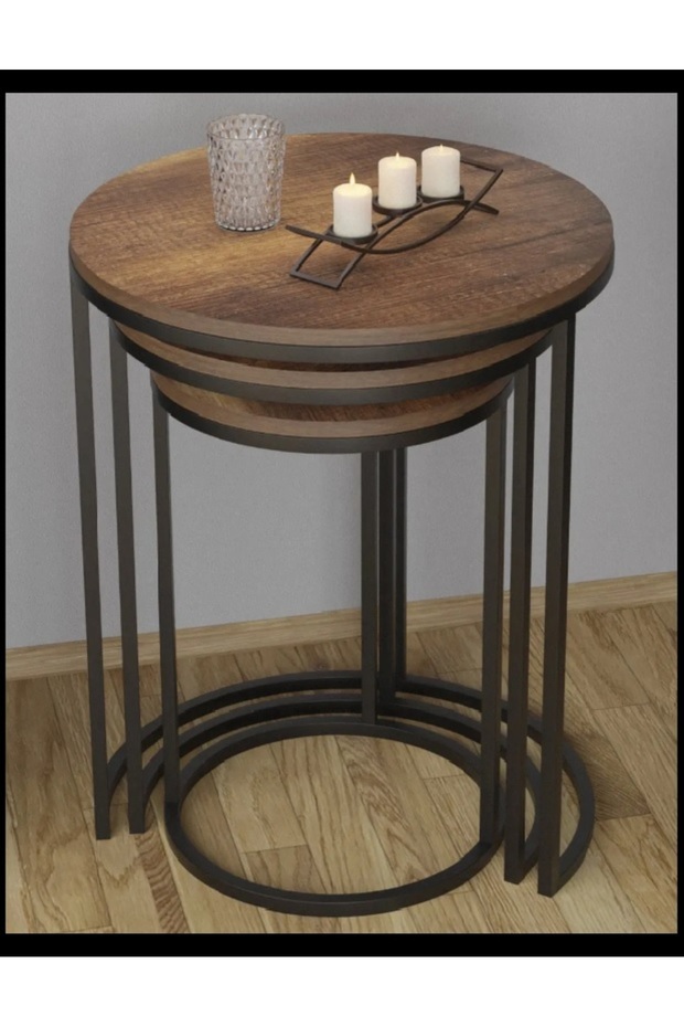 Ecol 3lü Zigon Sehpa - Ceviz - 2