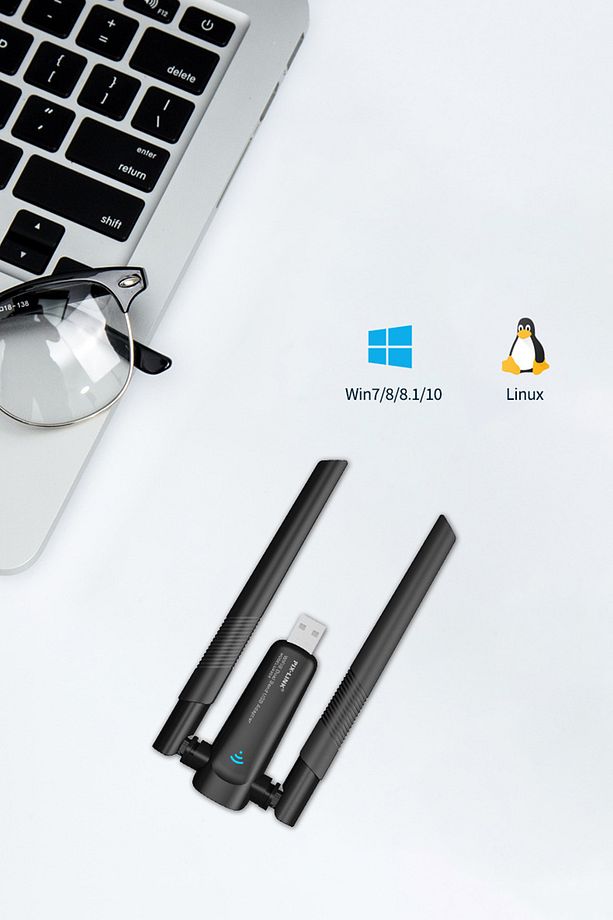 Çift Antenli AX1800 Mbps Wifi6 Çift Antenli Yüksek Kazançlı Kablosuz USB Adaptörü - 6