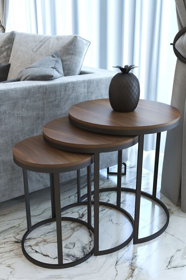 Ecol 3lü Zigon Sehpa - Ceviz - 3