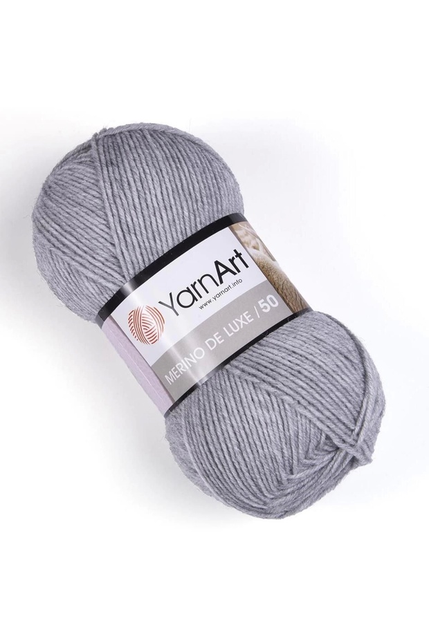MERINO DE LUXE 50 - حبل محبوك يدويًا رمادي فاتح-0282