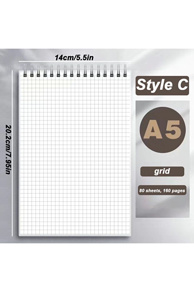 A5 line A5 Up Coil Notebook Line Grid Blank Dot Inner 80 Sheets 160 Pages Spiral Notebook with PP Co - 4