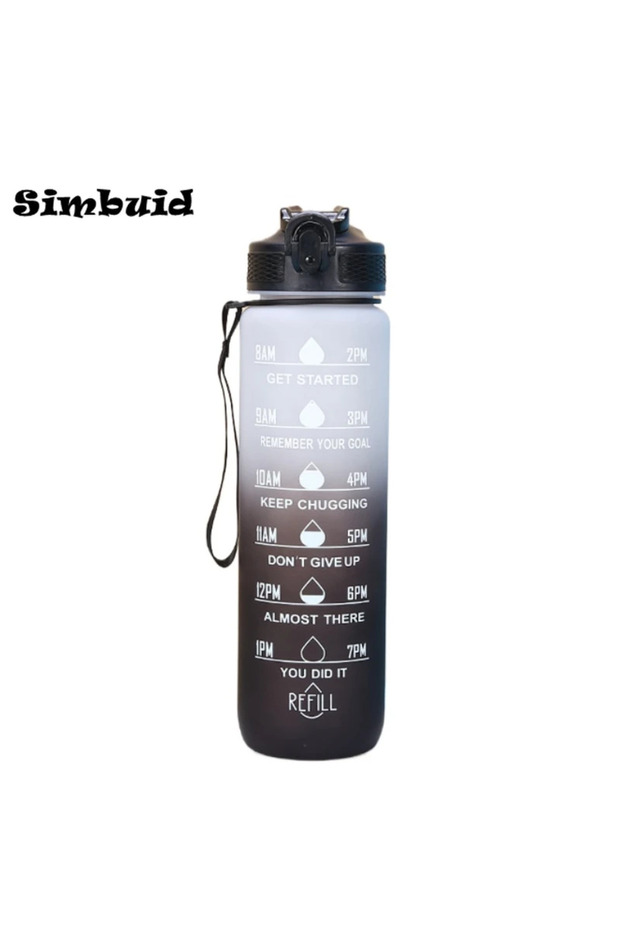 600ML to 1000ML 900-1000ML black-B 600ML/750ML/1000ML Sports Water Bottle Gradient Color Motivationa