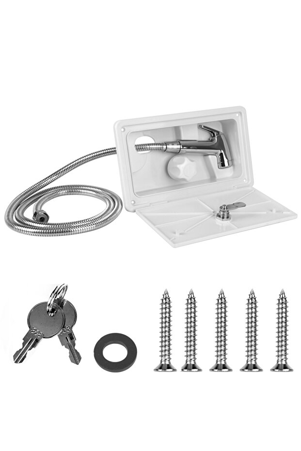 WHITE Camper Accessories RV External Exterior Shower with Lock for Boat Marine Camper Motorhome Cara