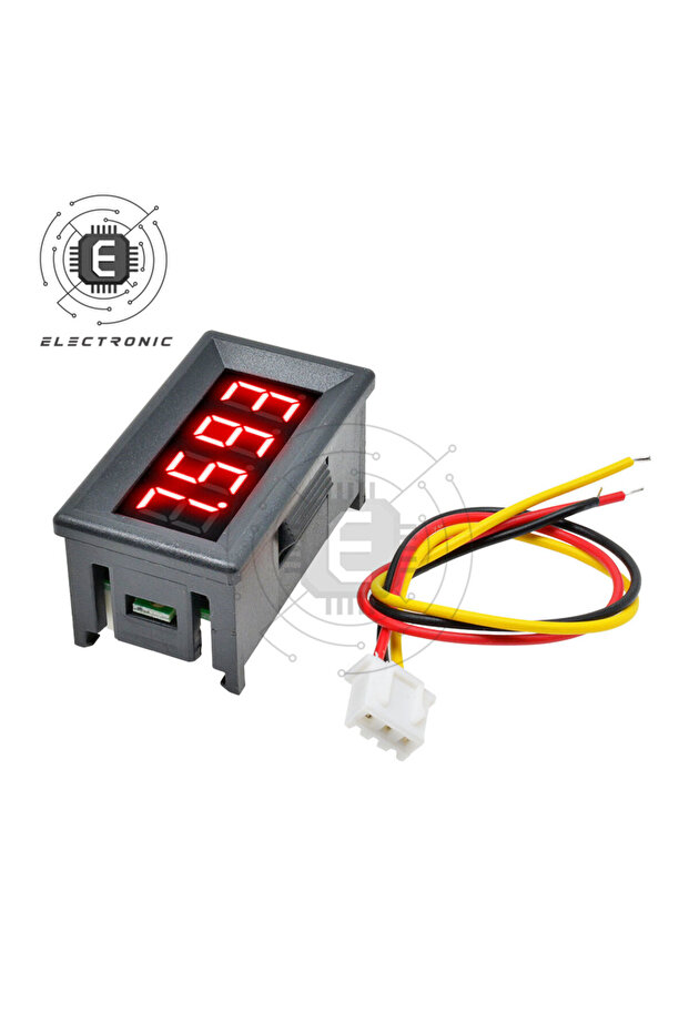 أداة قياس الجهد الرقمية بشاشة LCD حمراء 3 قطع/قطعة واحدة، نطاق قياس 0-100 فولت تيار مستمر، 0.36 بوصة، 3 أسلاك، 4 أرقام