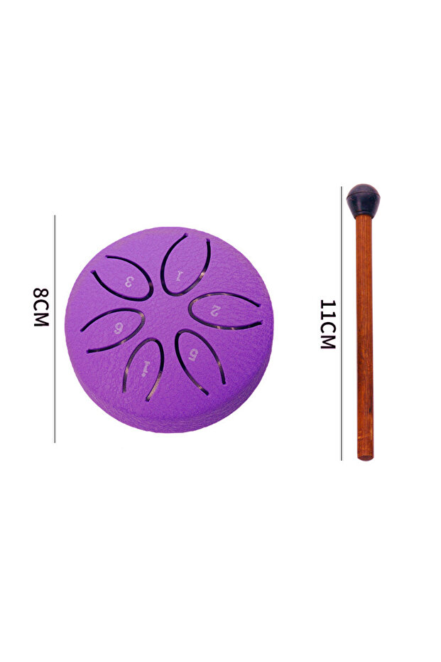 purple 3 Inches 6 Tones Steel Tongue Drum Outdoors Rain Drum Instrument Mini Hand Drum Ethereal Drum