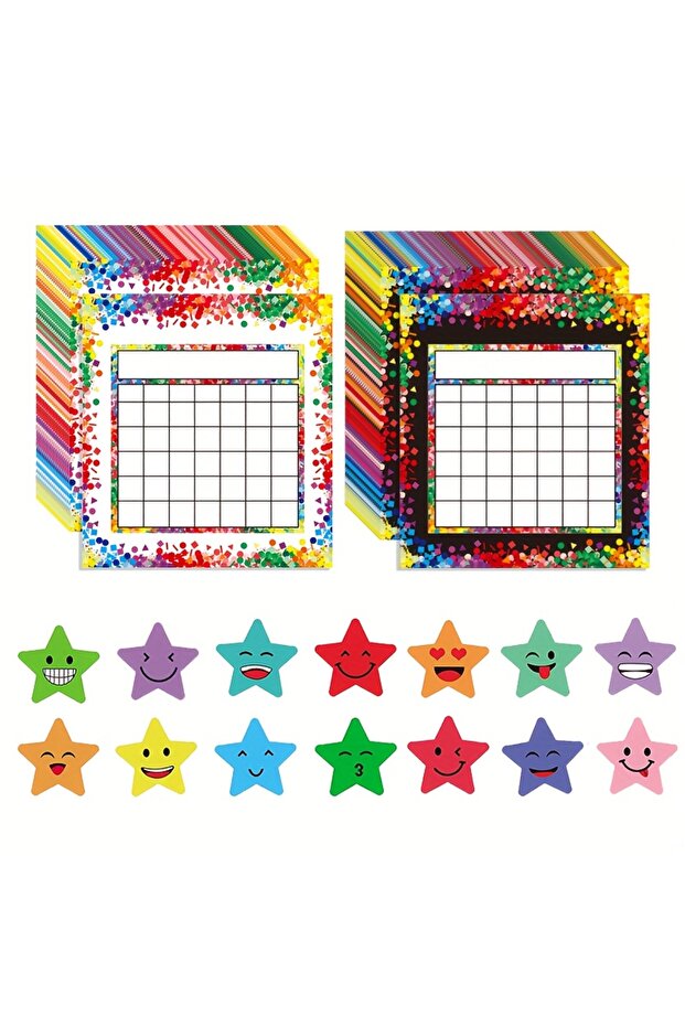 10 sets of classroom reward charts, 2 designs, with 600 star stickers for classroom instruction o...