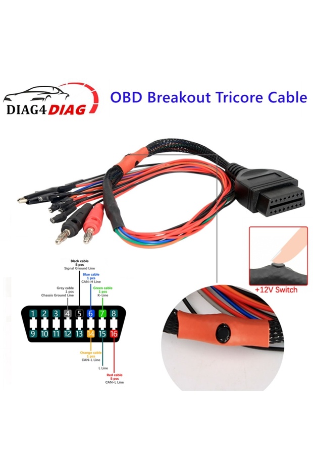 محول تشخيص OBD2 MPPS V21 OBD Breakout Tricore كابل توصيل وحدة التحكم الإلكترونية مفتاح 12 فولت