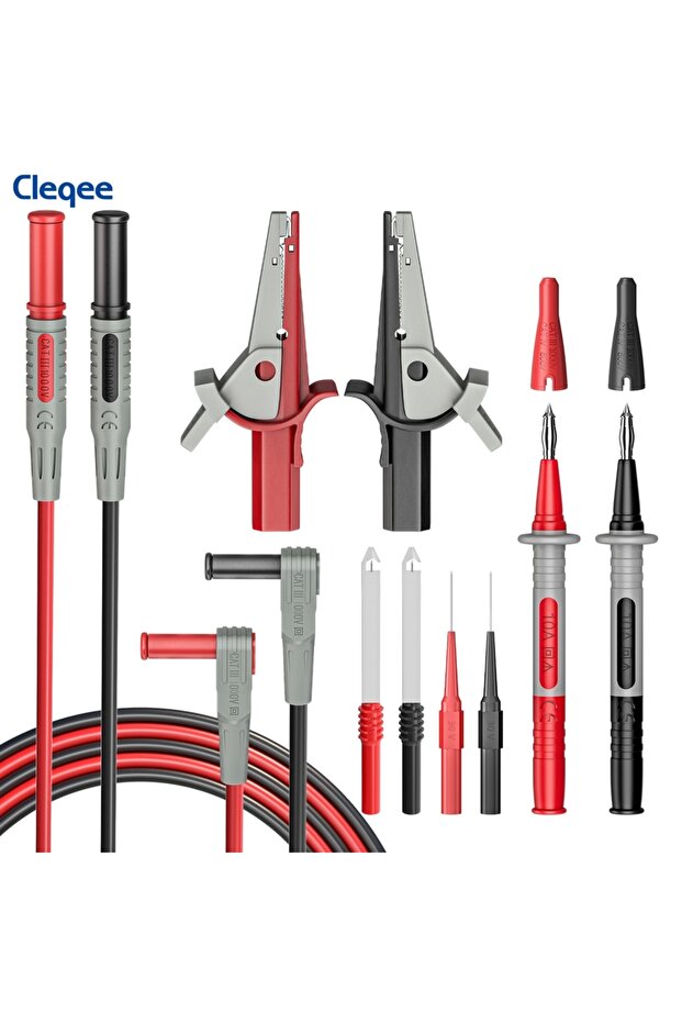 Cleqee CKT004 multimeter test lead kit test cable 4mm banana plug with crocodile clip wire perfor...