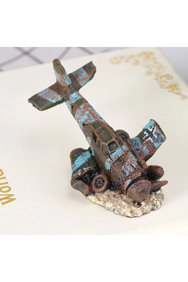 1PC 1PC Mini Resin Craft Fish Tank Plane Artificial Plane Wreckage Decor Aquarium Landscape Ornament