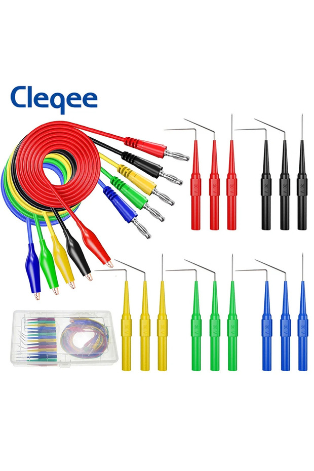 Cleqee P1920 Automotive Back Probes kit 4mm Banana Plug to Alligator Clip Multimeter Test Leads N...