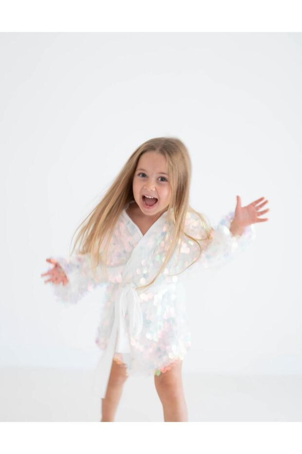 beyaz pullu kimono - 3