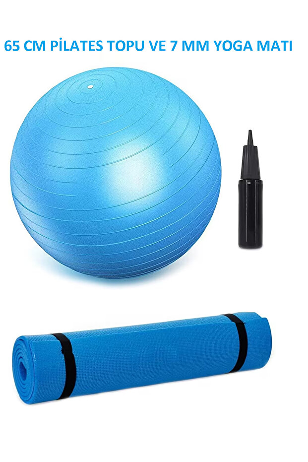 65 Cm Pilates Ball and 7mm Pilates Mat Exercise Set