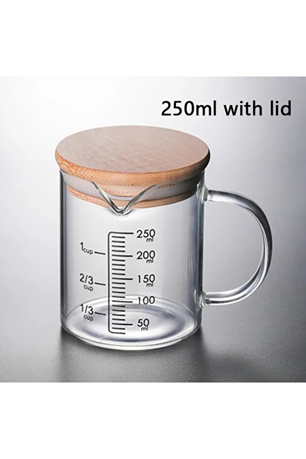 250ml YWDL 250-1000ml Food Grade Glass Measuring Cups Kettle Kitchen Milk Tea with Lid and Handle La