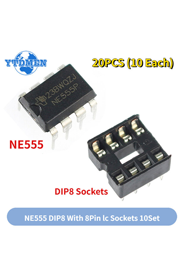 20 قطعة NE555 NE555P IC 555 شريحة برمجة مذبذب مؤقت ومجموعة مقابس DIP ذات 8 دبابيس (10 لكل منها)