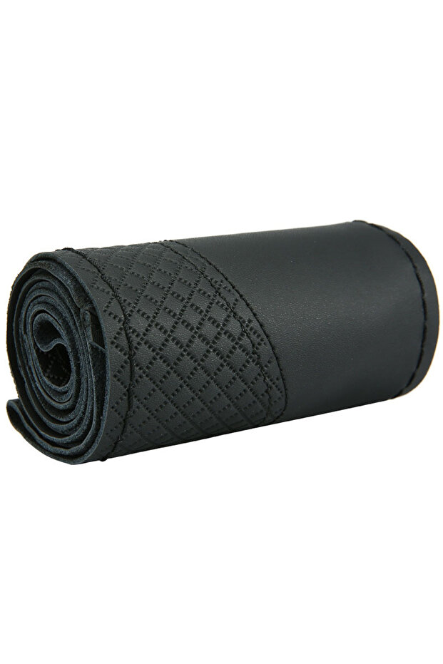 Black Thread Car Steering Wheel Covers Braid DIY 38cm Soft Genuine Leather Car Covers Car With Needl