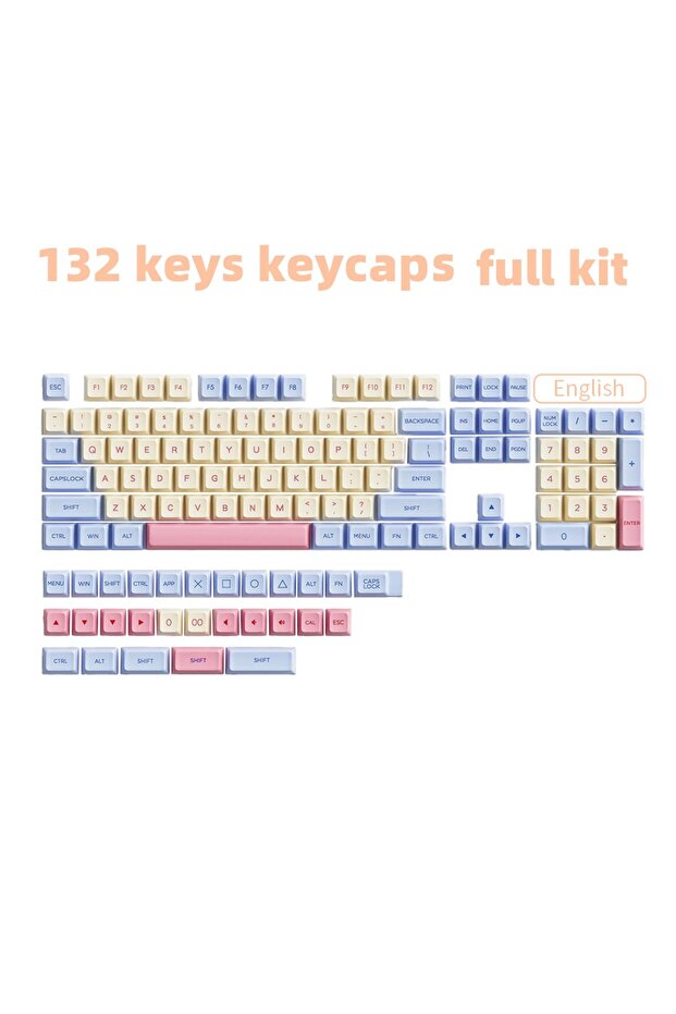 عبوة من كيس بلاستيكي Marshmallow-English Marshmallow 132 Keys Keycaps PBT Dye Sublimation XDA Profile