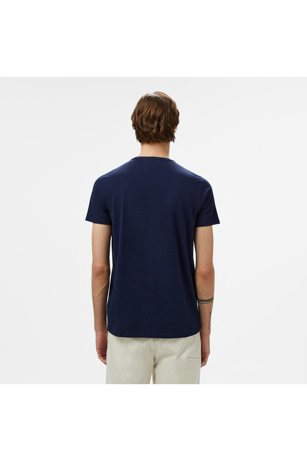 Erkek Slim Fit Bisiklet Yaka Lacivert T-shirt - 5