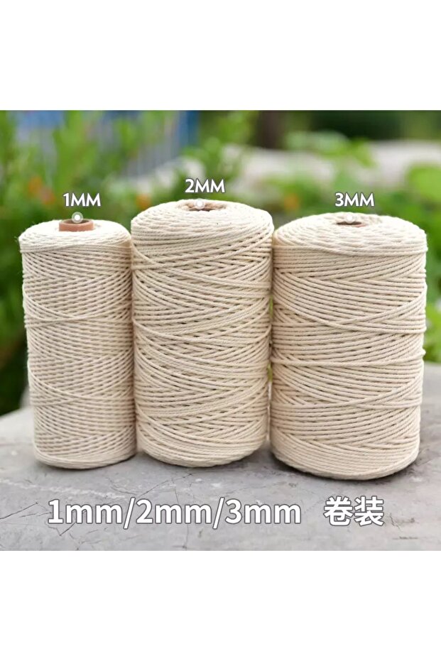 4 مم 100 متر ديكور بوهو مصنوع يدويًا من المكرمية 1/2/3/4/5/6/8/10 مم خيط قطني بيج حبل حبل ملتوي - 2