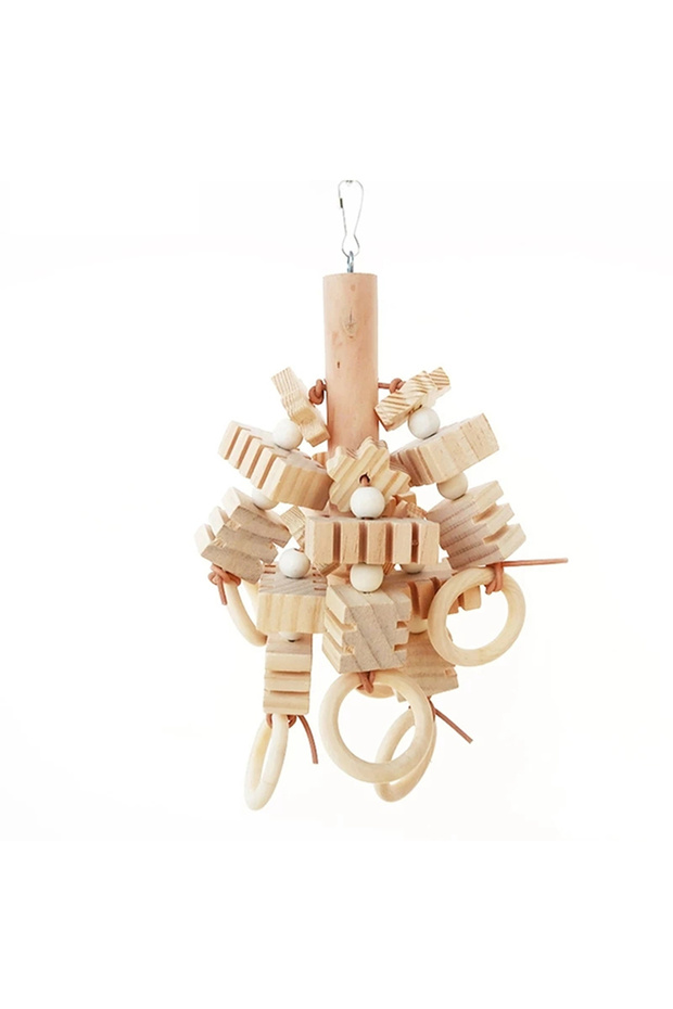 As picture Large Parrot Toy Tearing Natural Wooden Blocks Bird Chewing Toy Parrot Cage Bite Toy Envi