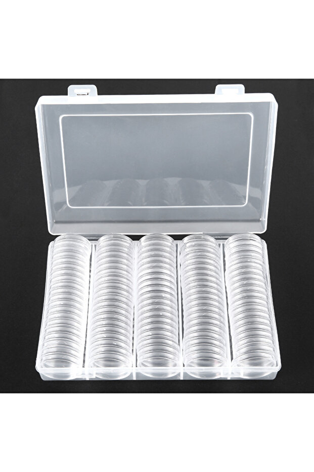 Clear 100Pcs Coin Box Clear 30mm Round Coin Cases Storage Capsules Display Cases Protection Organize - 1