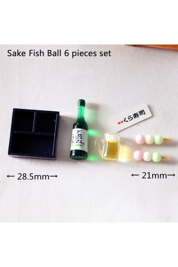 C Dollhouse Miniature Food Japanese Sushi Fish Ball Tempura Bento Doll Kitchen Toy
