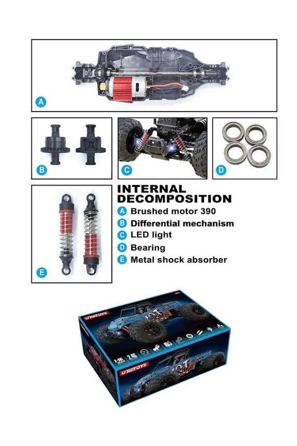 RC Uzaktan Kumandalı Araba 4WD 1:16 36km/H Şarjlı 4x4 Model Araç - 7