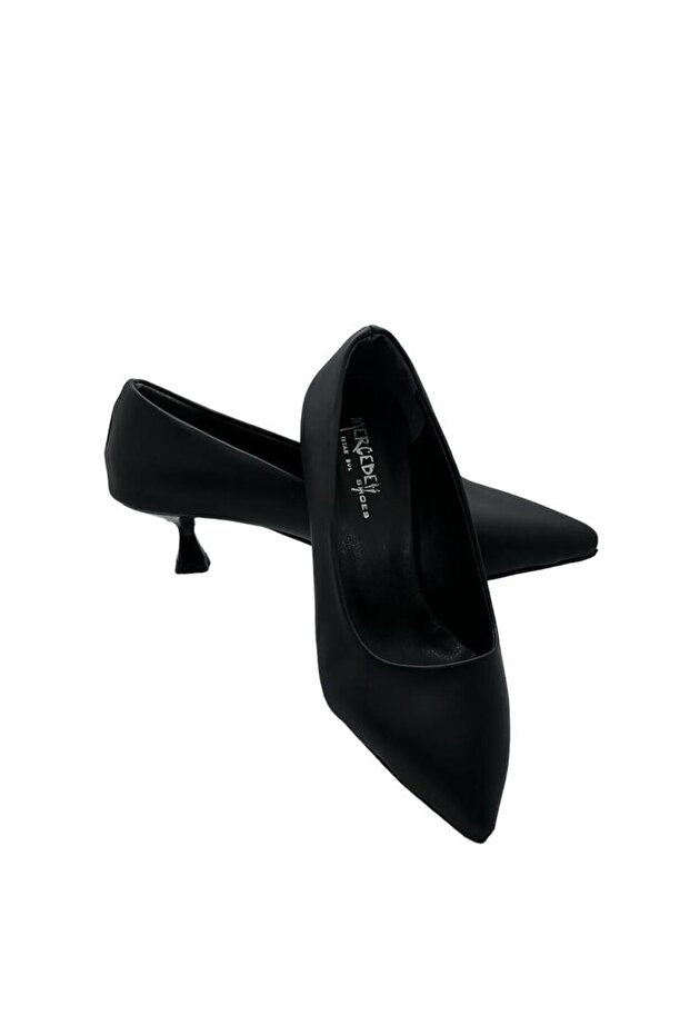 Women's Black Matte Low Heel Stiletto