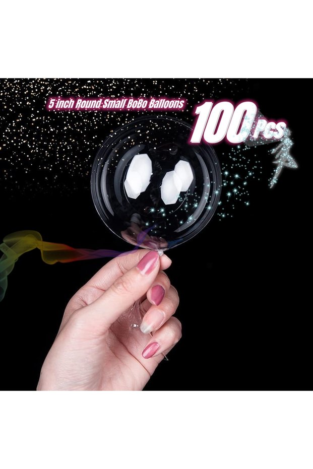 5inch 100Pcs 100 Pcs Small Clear Balloons, Mini 5 inch Round Small BoBo Balloons Latex Free Crystal