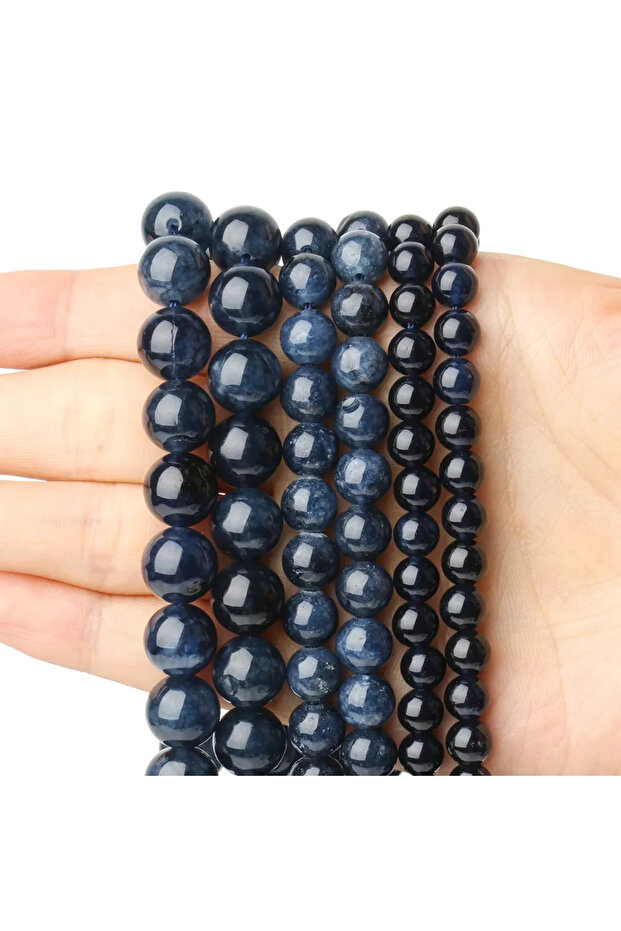 8mm (approx 46pcs) Sapphire Jade 6/8/10mm Natural Stone Sapphire Color Jade Beads Blue Round Loose B