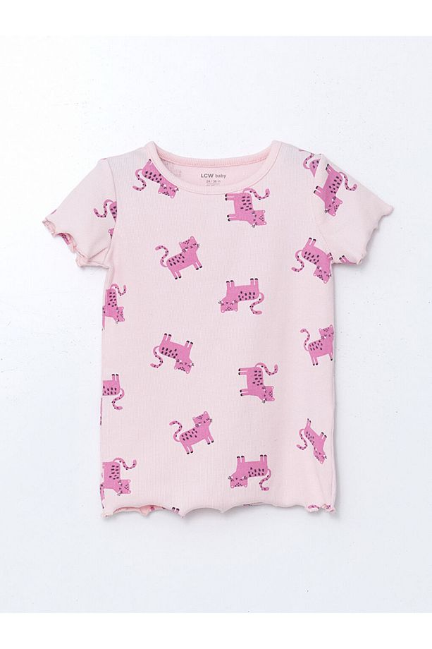 Pembe Bisiklet Yaka Kız Bebek Şortlu Pijama Takım 2'li - 2