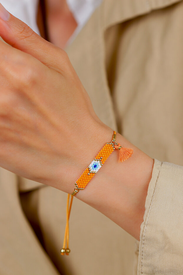 Ka-024 Miyuki Bracelet - Full Evil Eye Series with Tassels - Melon Inside